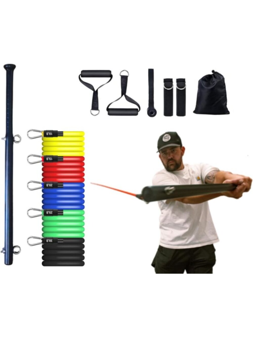 Adjustable Resistance Swing Training Bat for Baseball, Softball & Cricket